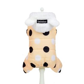 Warm big polka dot four-leg cotton coat (Option: Light Yellow-XXL)