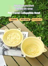 3-in-1 Pet Travel Collapsible Bowl Foldable Slow-Feeder With Strong Suction Cups  Portable Silicone Dog Bowl with Hook for Hanging on Collar/Back (Color: Green, size: 650ml)